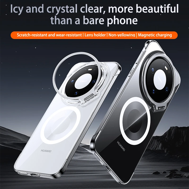 Funda magnética transparente para Huawei Mate 80 Promax, funda fina y ligera con soporte, Funda a prueba de golpes