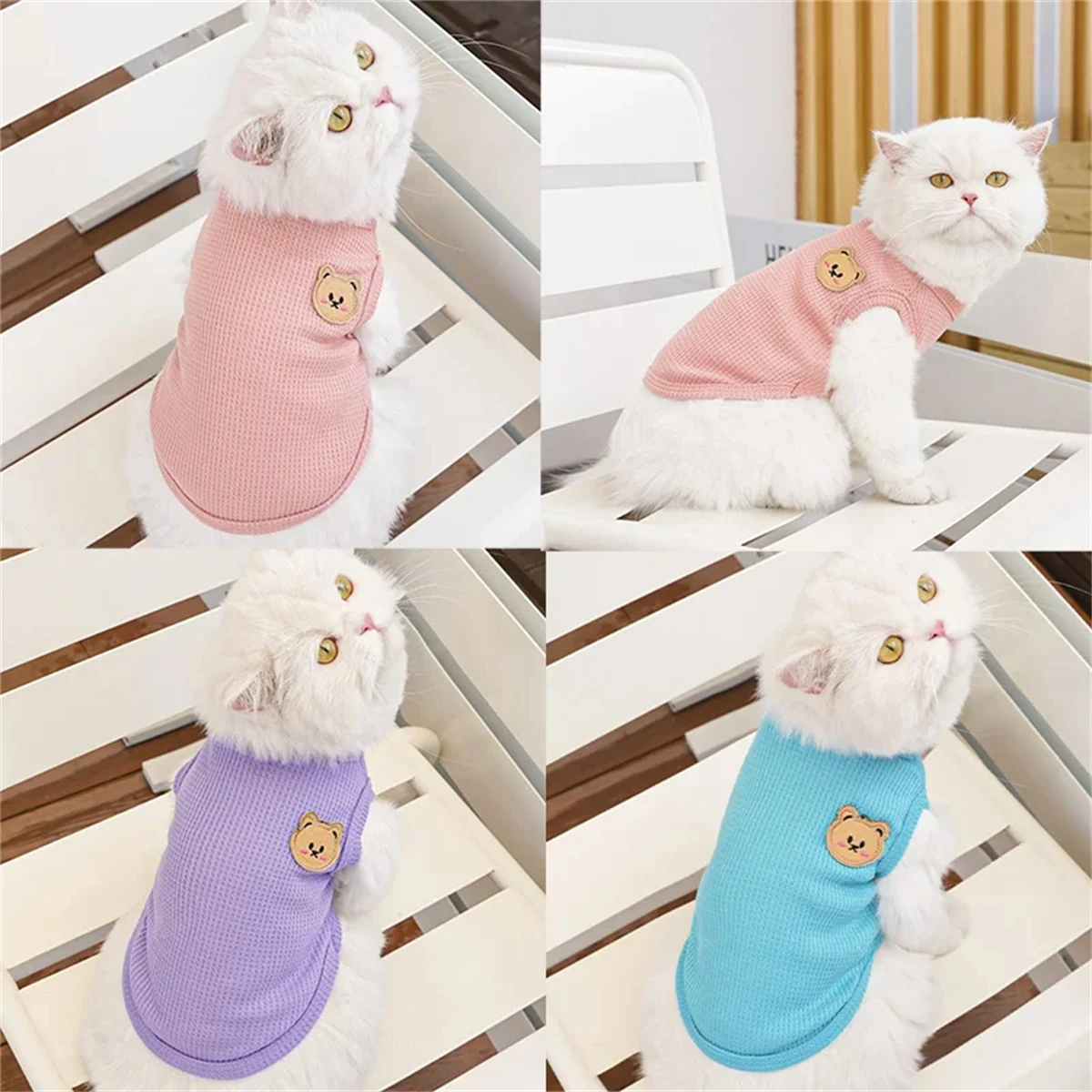 1Pc Bear Pattern Dog Vest Breathable Dog Clothes Cat Solid T-shirts Small Fashion Puppy Kitten Spring Summer Vest S/M/L/XL/XXL