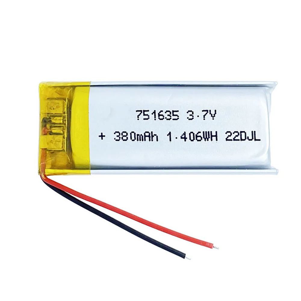 

Rechargeable 3.7V 380Mah 751535 751635 Lithium Polymer Ion Battery For MP3 DVD CHARGING TREASURE POWER LAPTOP CAMERA POWER