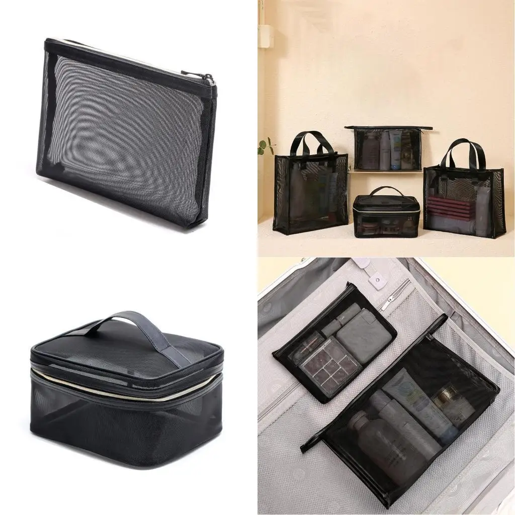 

X90D Mesh Makeup Bag Zipper Cosmetic for Case Travel Toiletry Bags