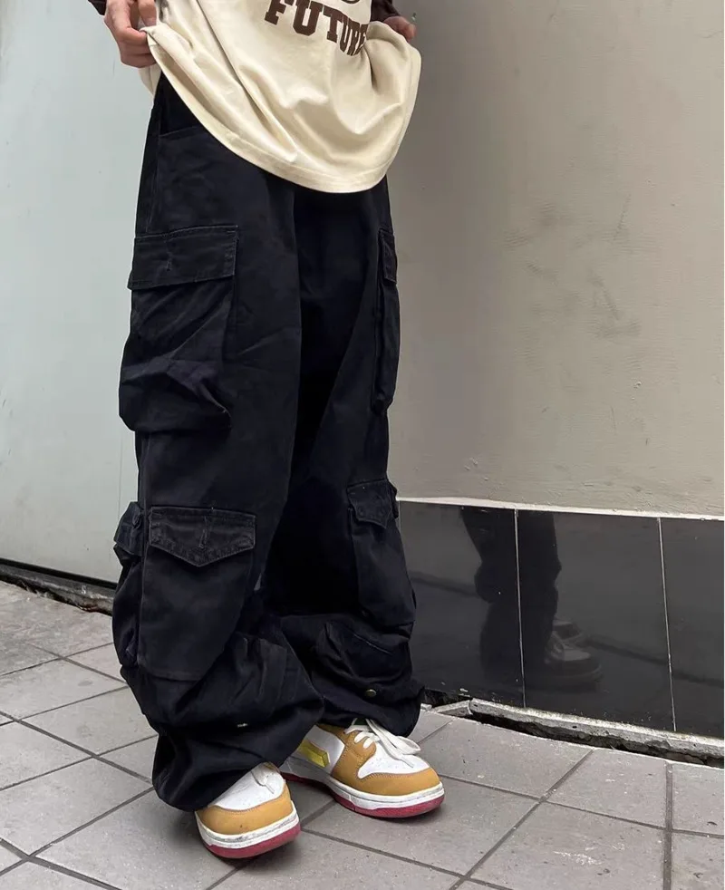 Trendy Hip Top Multi Pocket Cargo Pants New Men's Women's Design Wide Leg Baggy Pants Gothic Japanese Grunge Cyber Y2k Trousers