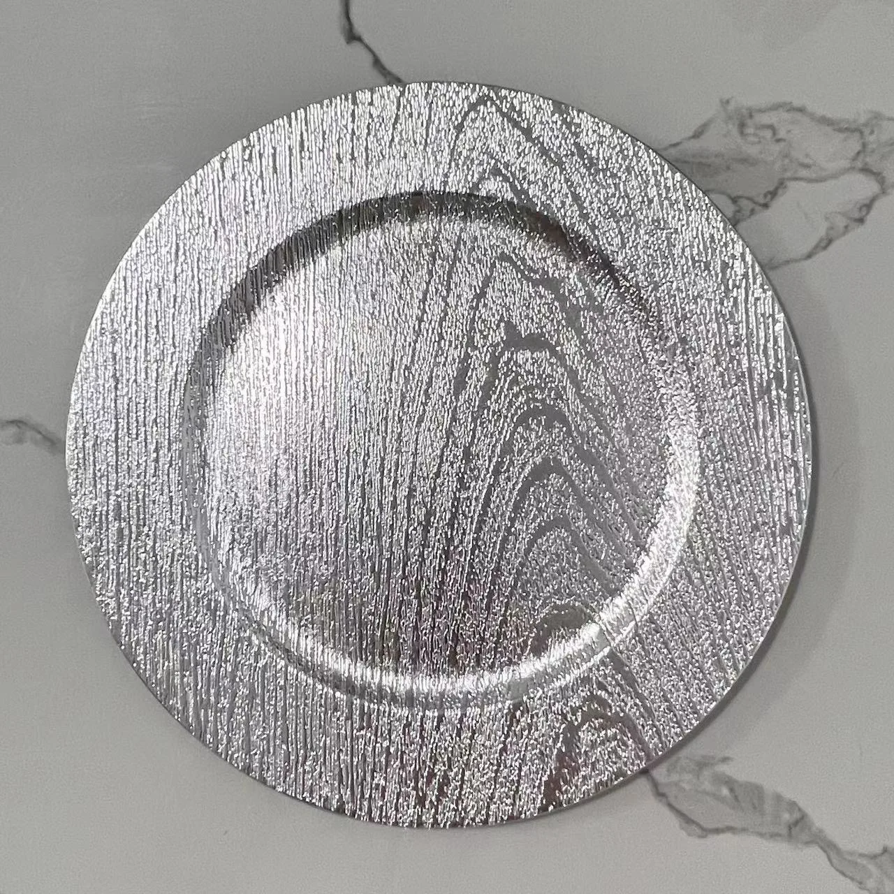 Diamond Rim Mirror Charger Plate 33cm Round Crystal Mirrored Tray 13inch Wedding Silver Mirrored Glass Charger Plates