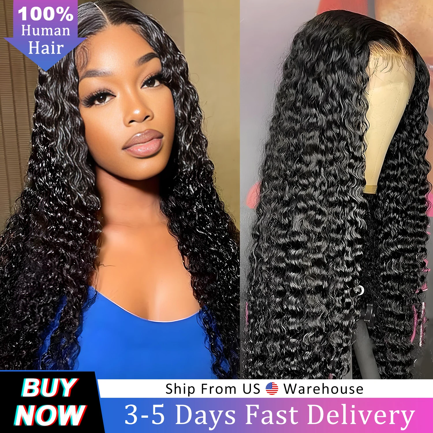 

44-дюймовые парики с глубокой волной и прозрачной кружевной основой, плотность 250%, прозрачные парики с водной волной из натуральных человеческих волос, 13x6, бразильские кудрявые парики с кружевной основой для женщин