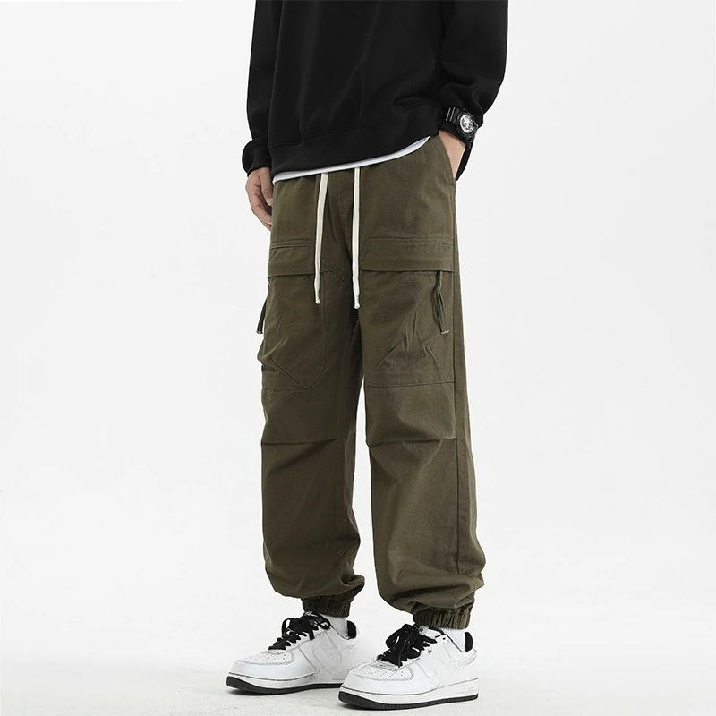

2024, весна-лето, новые модные мужские повседневные модные однотонные свободные брюки-джоггеры больших размеров, мужские брюки-карго до щиколотки