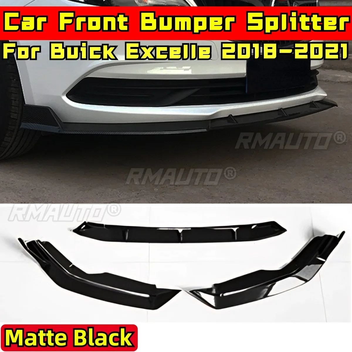 Front Bumper Lip Compatible with Buick Excelle 2018-2021 Body Kit Front Apron Diffuser Splitter Guard Car Accessories