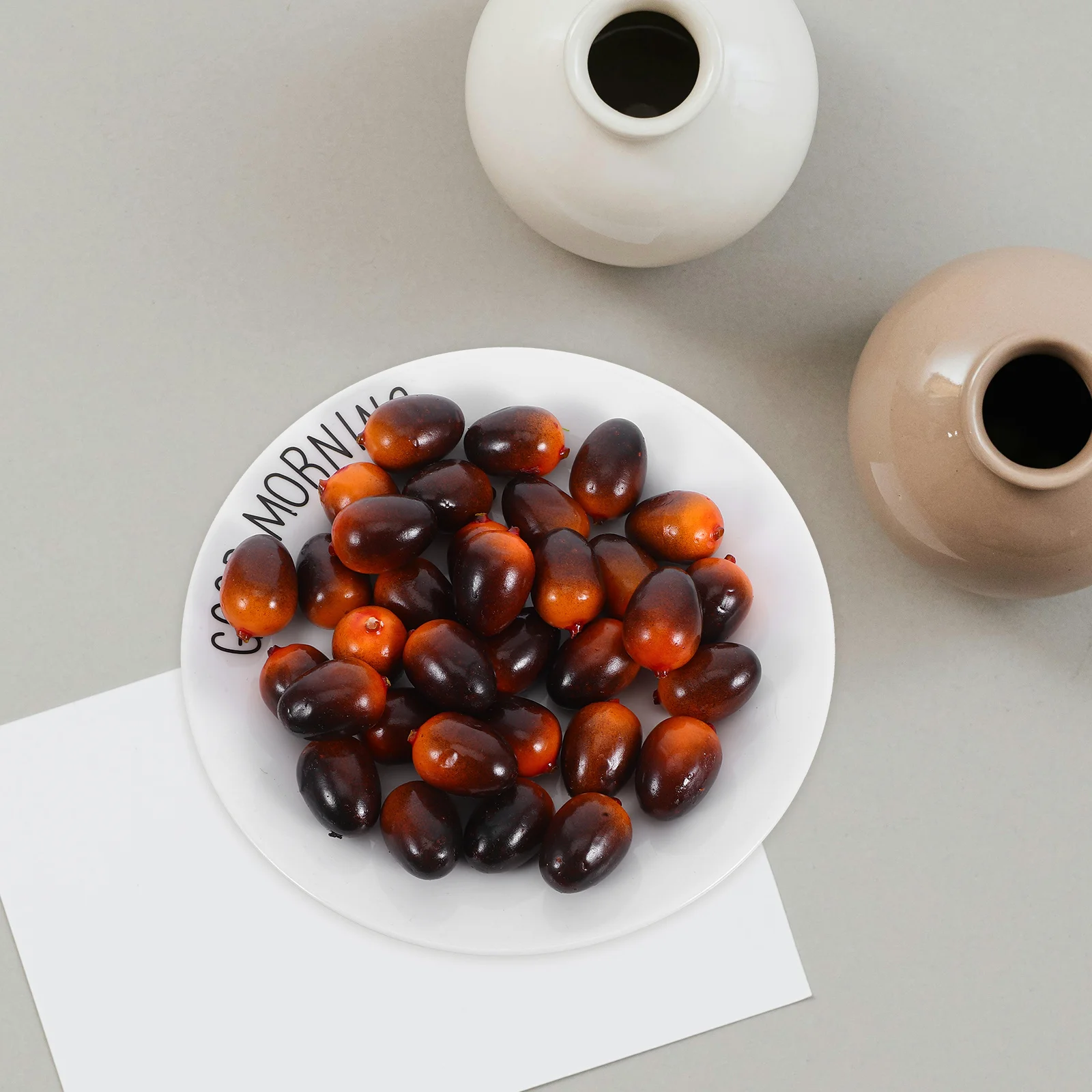 

50Pcs Fake Olive Artificial Fruit Set Realistic Lifelike Olive Decor Farmhouse Kitchen Table Decorations Photography Props