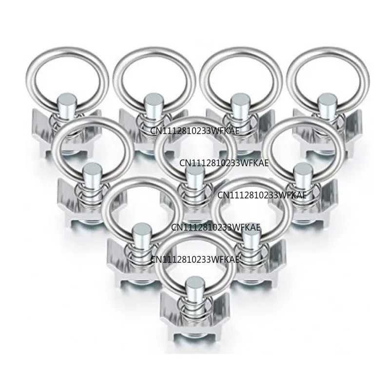 10Pcs Single Stud Fitting L Track 4000LB Capacity with Stainless Steel Round Ring Aluminum Keeper Cargo Control Tie Down Anchors