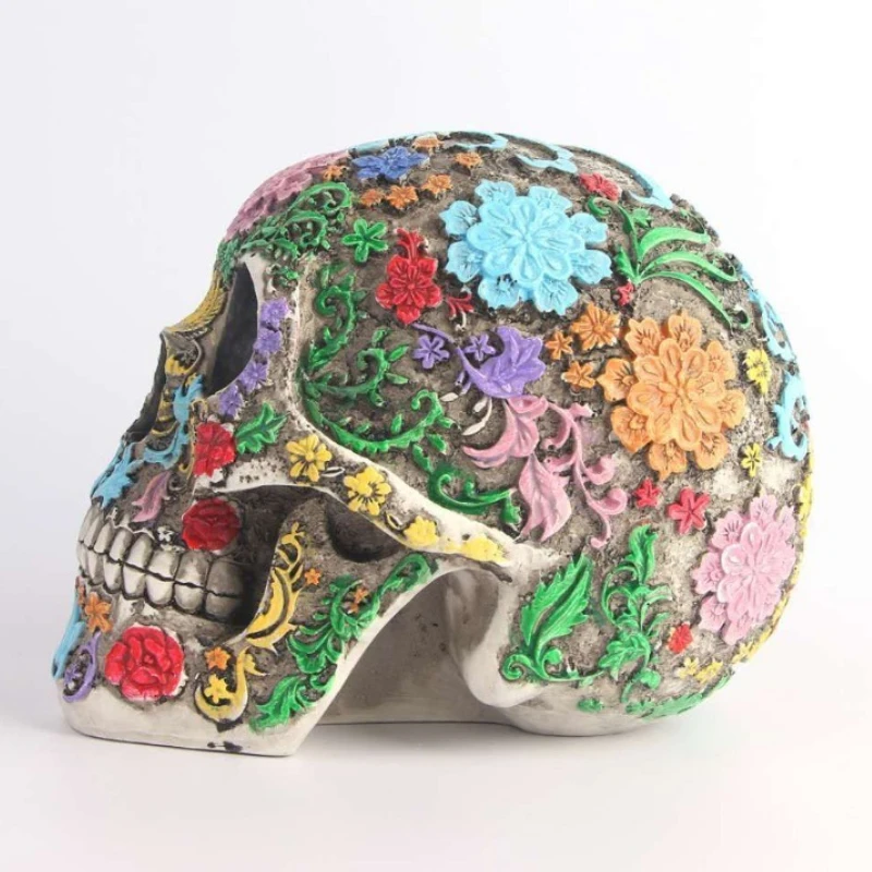 Skull Ornament Resin Skull Model Ornaments Halloween Creative Bar Decorative Figurines Miniatures Art Furniture Accessories