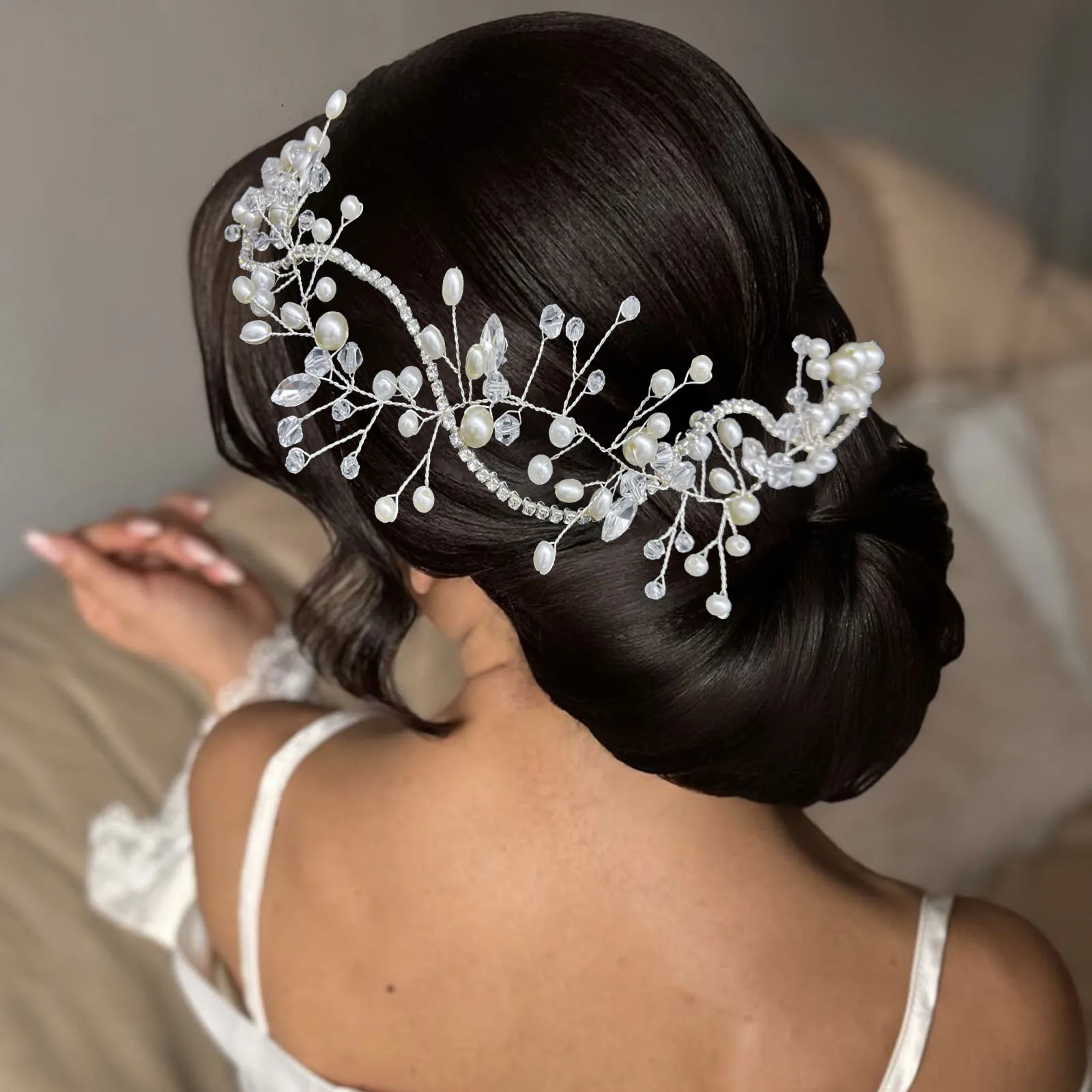 DZ238 Accesorios para el cabello de boda hechos a mano para mujer Tiara diademas nupciales coronas de perlas Tiaras de novia simples tocados de fiesta regalos