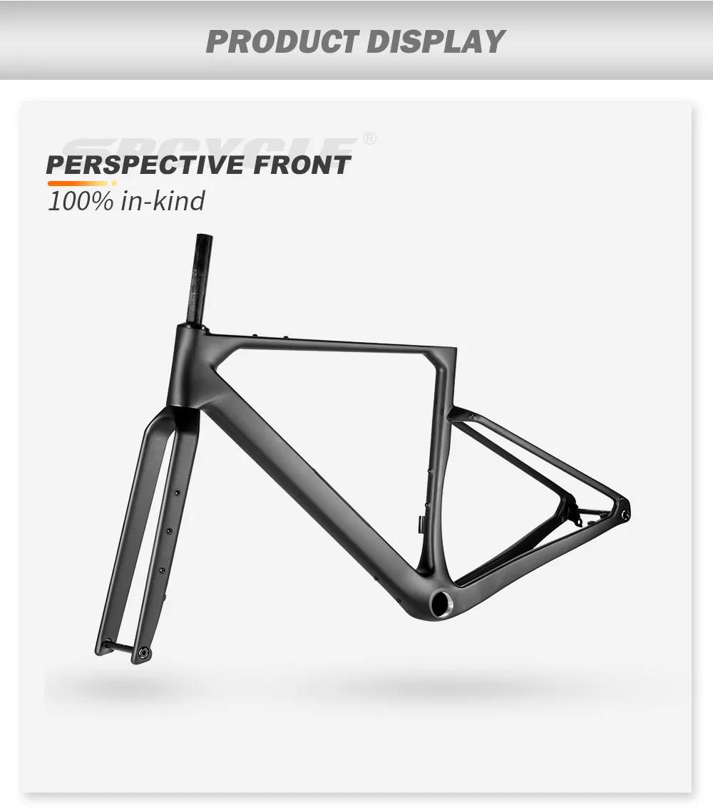 Spcycle G028 Carbon Gravel Bike Rahmen 700x57C UDH-Schaltauge Vollständig interne Kabelführung Gravel Fahrrad Carbon Rahmenset – Detail 10