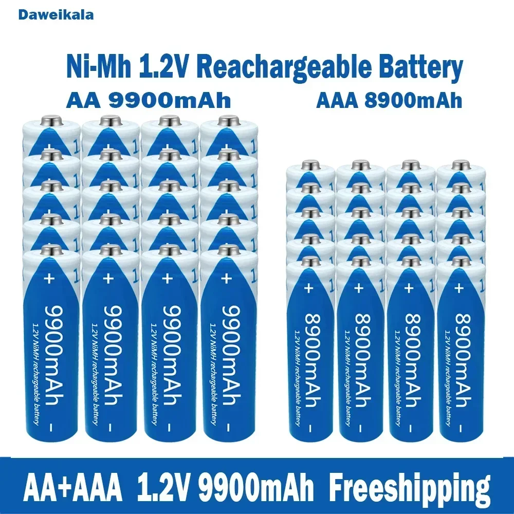 Wholesale nickel hydrogen AA+AAA1.2V rechargeable batteries, large capacity 9900mAh KTV microphones and toy batteries