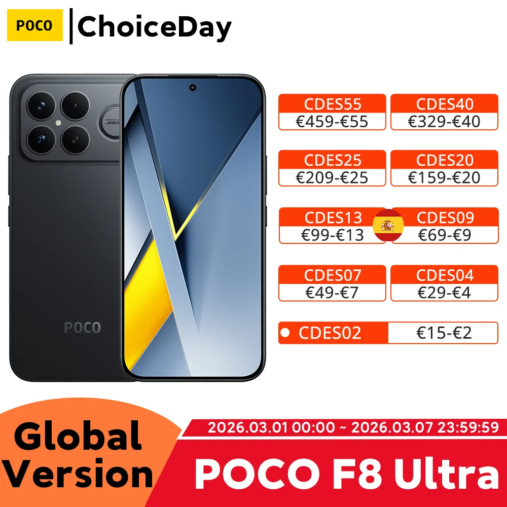 Versión global POCO F8 Ultra Snapdragon 8 Elite Gen 5 Smartphone Pantalla AMOLED de 6,9" y 120 Hz Batería de 6500 mAh y 100 W Teléfono Xiaomi