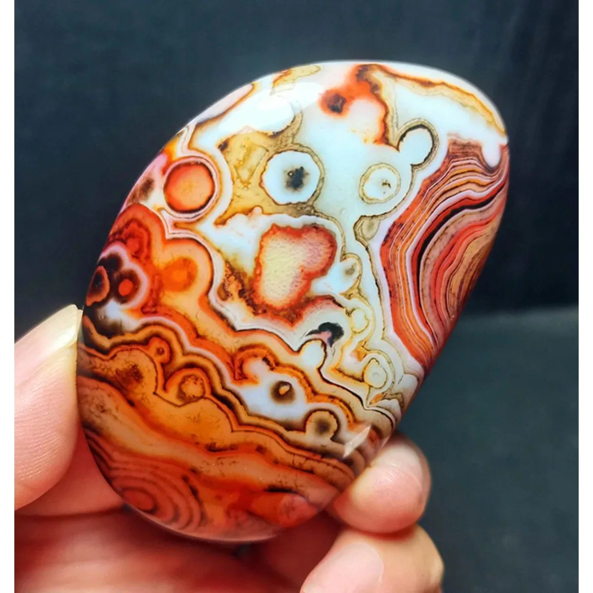 Gift Stone Banded Agate Worry Stone, Sandy Tone, Tumbled Polished, Table Decor, Natural Stone, Crystal Collection, Desk Decor