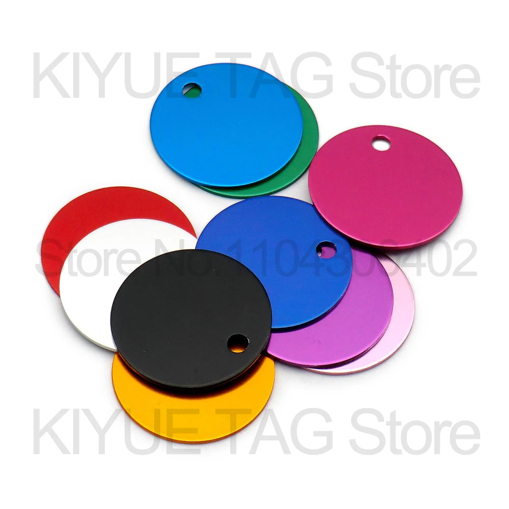 Wholesale 100Pcs Aluminum Round Dog ID Tags Name Plate Anodizing Label Tags Chain Hanging Keys Personalized Name ID Tag