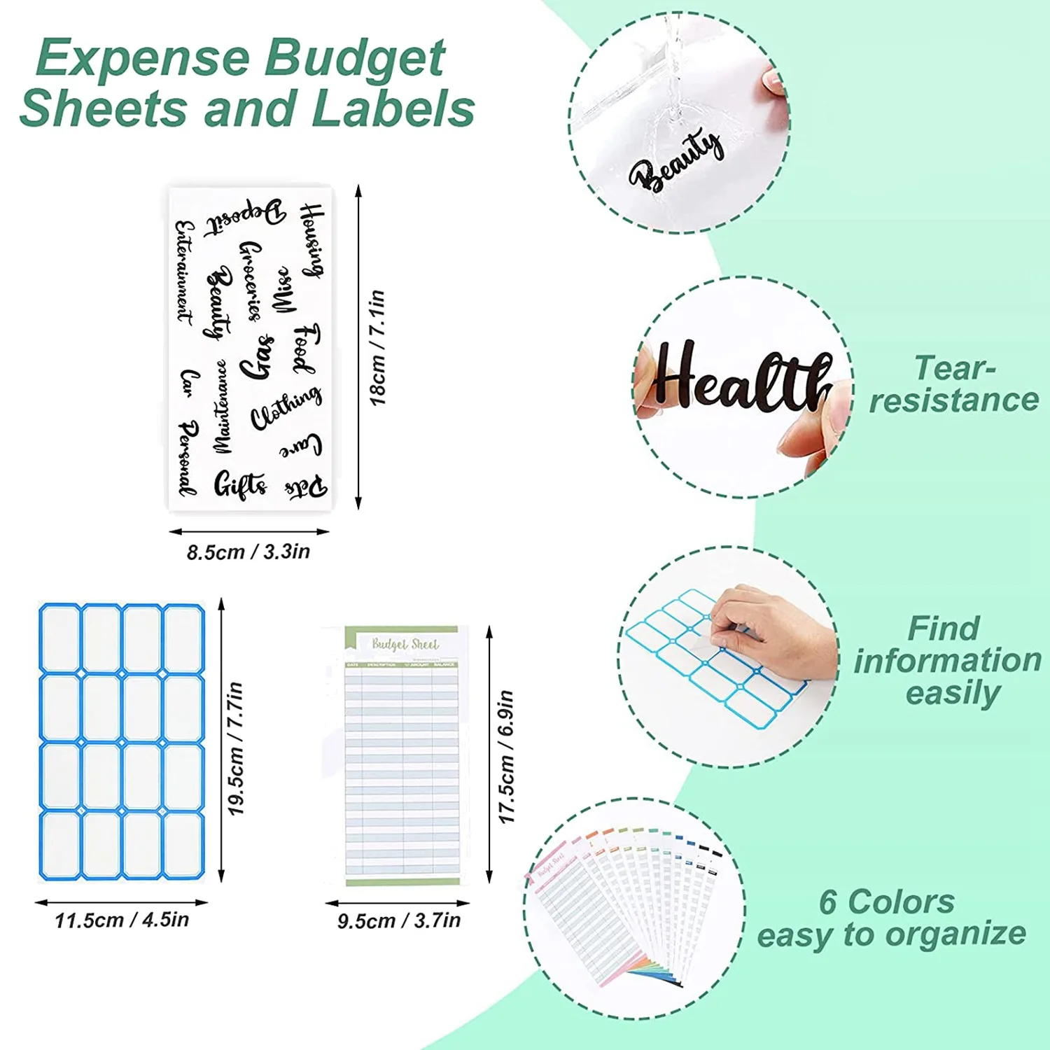 Notebook Binder Budget Planner,A6 Cash Envelope System Binder with Binder Pockets,Expense Budget Sheets(Green)