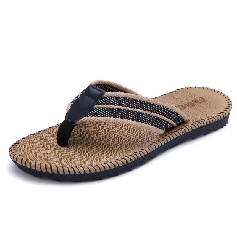 Summer Couples Business Leisure Flip Flops Home Men Slippers Foot arch stripe massage Beach Sewing Cool Student Outside Shoes