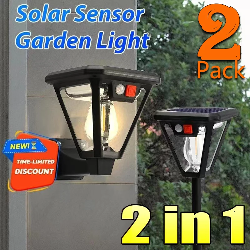 

Solar Tungsten Lights, 2IN1 Light Bulb Courtyard Wall Lamp, Multifunctional 3 Modes Waterproof Motion Sensor Outdoor Garden