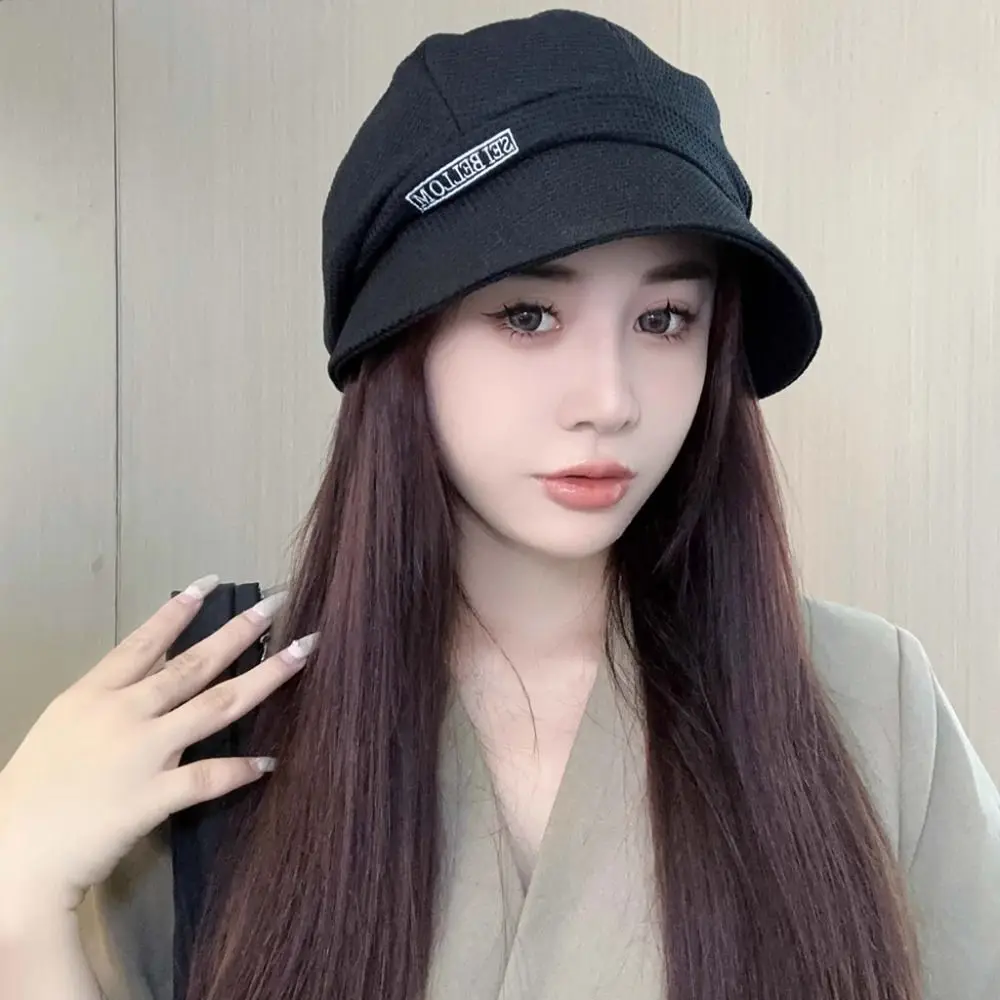 

Simple Casual Wide Brim Sun Hat Breathable Solid Color Outdoor Beach Hat Sunshade Wind Proof Duckbill Hat Fishing