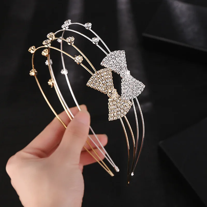 

Double Layer Rhinestone Headband Glittering Bow Hair Band for Women Wedding Bride Special Occasions Evening Gala Hair Accessory