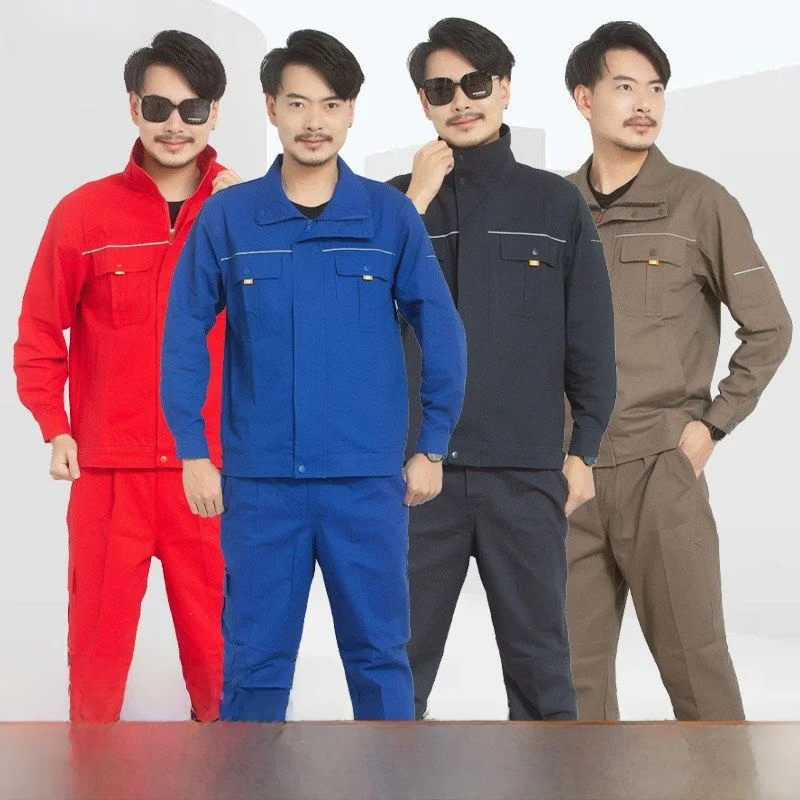 

Утолщенная рабочая одежда из чистого хлопка с длинным рукавом, воротником-стойкой, износостойкая, термостойкая, для весны и осени