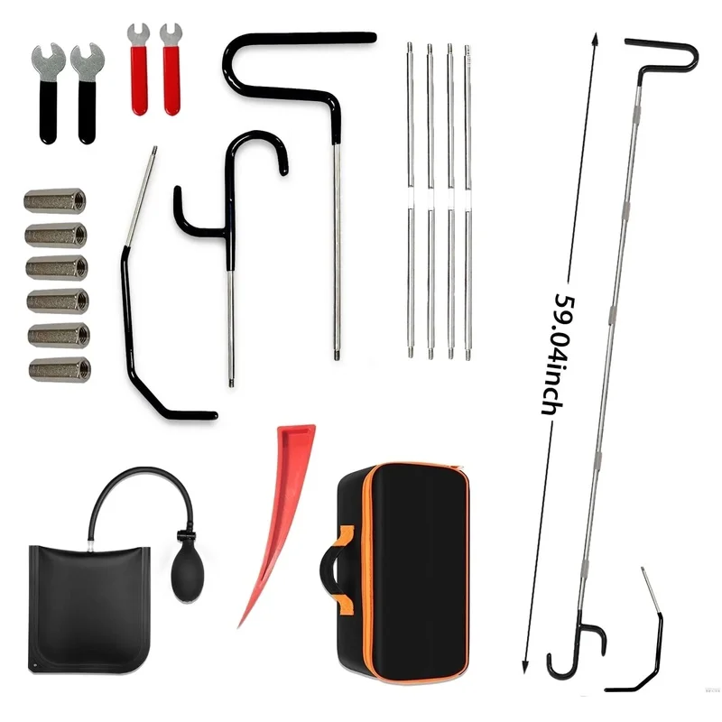 Automobile repair tools - Long-distance hooking tools, pry bars, airbags