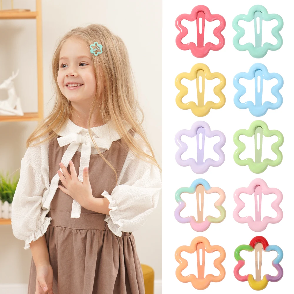 20 個ランダムカラー混合花 BB ヘアクリップ女の子のためのドリップオイル前髪金属前髪ヘアピン帽子ヘアアクセサリーギフト