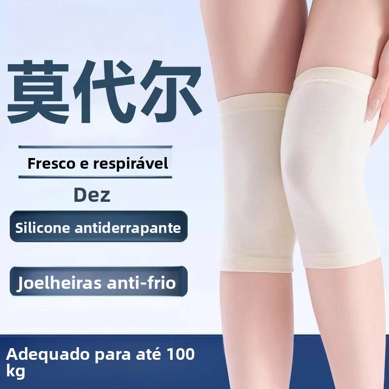 モーダル膝パッドカバー-薄手-夏用-エアコン付きの部屋用-男女兼用-シームレス-防寒関節保護ソックス-膝サポート