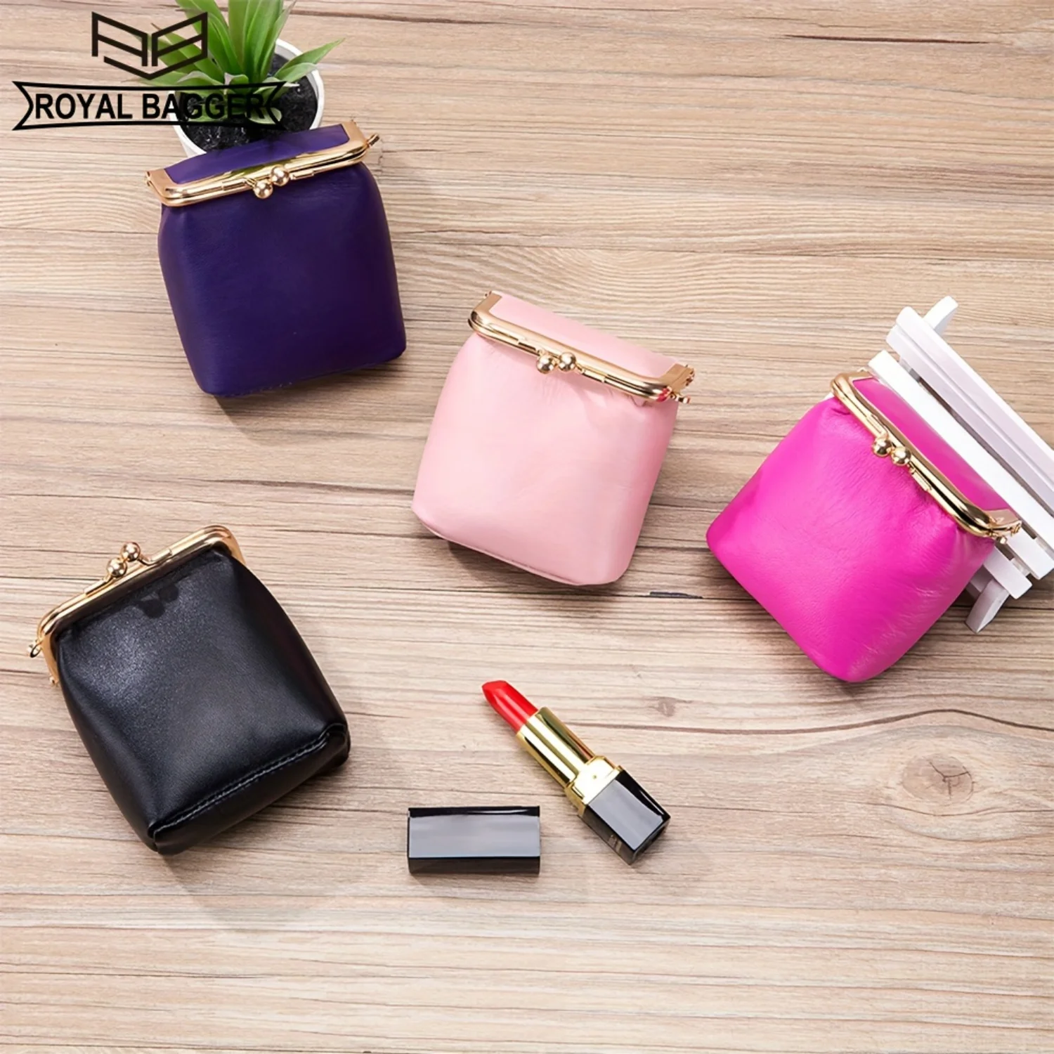 Mini Portable Lipstick Holder, Genuine Leather Key  Pouch, Comestic Makeup Bag & Coin Purse