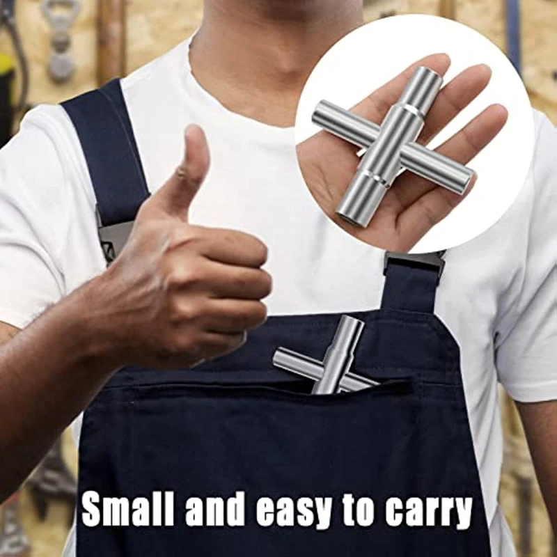 2Pcs Heavy Duty 4-Way Sillcock Key Steel Water Utility Key for Valve Faucet Spigots & Hose Bib Multipurpose Water Utility Tool