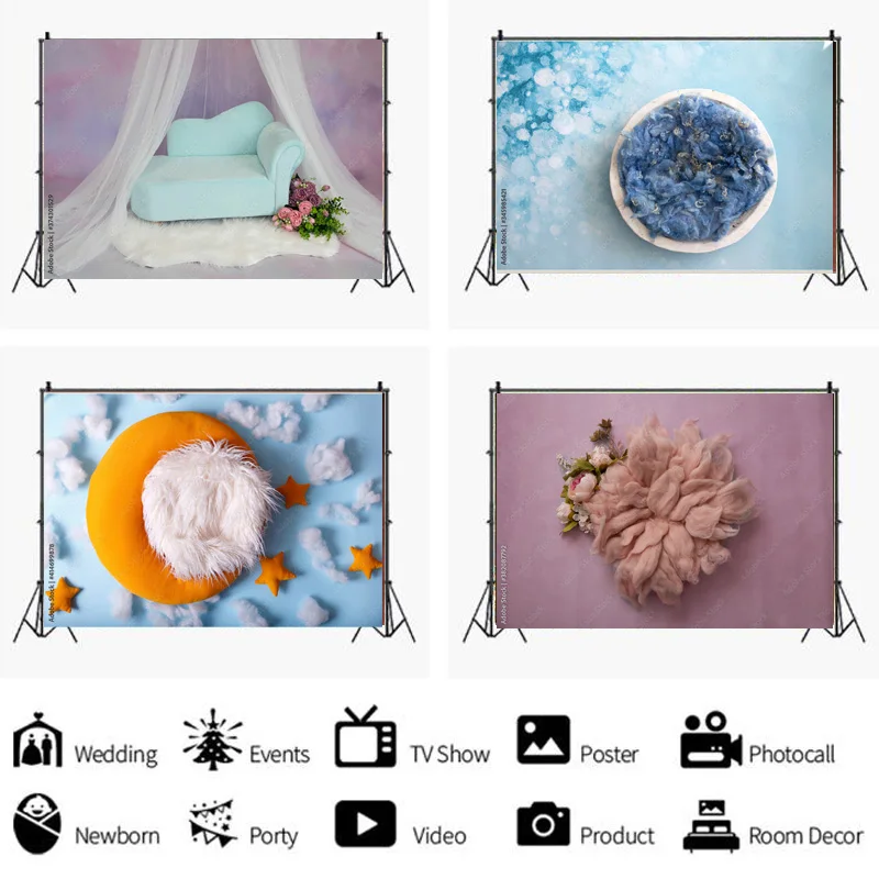 ทารกแรกเกิดภาพฉากหลังดอกไม้ Swing วันเกิดศิลปะพื้นหลังตะกร้าดาวเด็กสตูดิโอถ่ายภาพพื้นหลัง 22930 ZZ-06