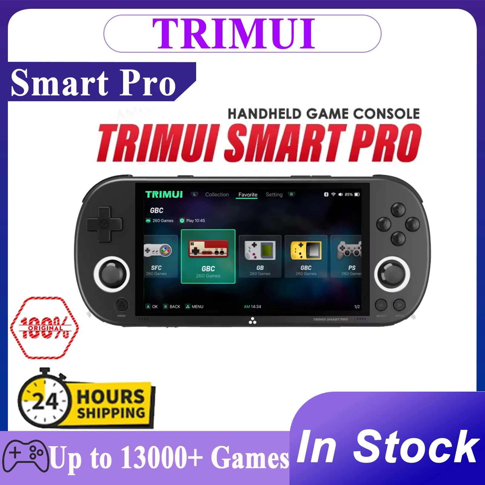

Trimui Smart Pro Retro Handheld Game Console 4.96''IPS Screen Linux System Joystick RGB Lighting Smartpro Video Game Player