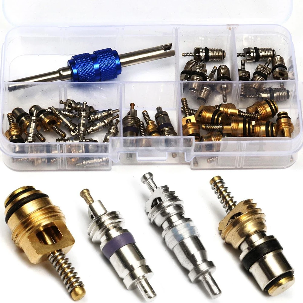 

40pcs Air Conditioning Core Tool Set R134A Car Ac Replacement Valve Core Kit Tire Stem Cores Durable Corrosion Resistant For
