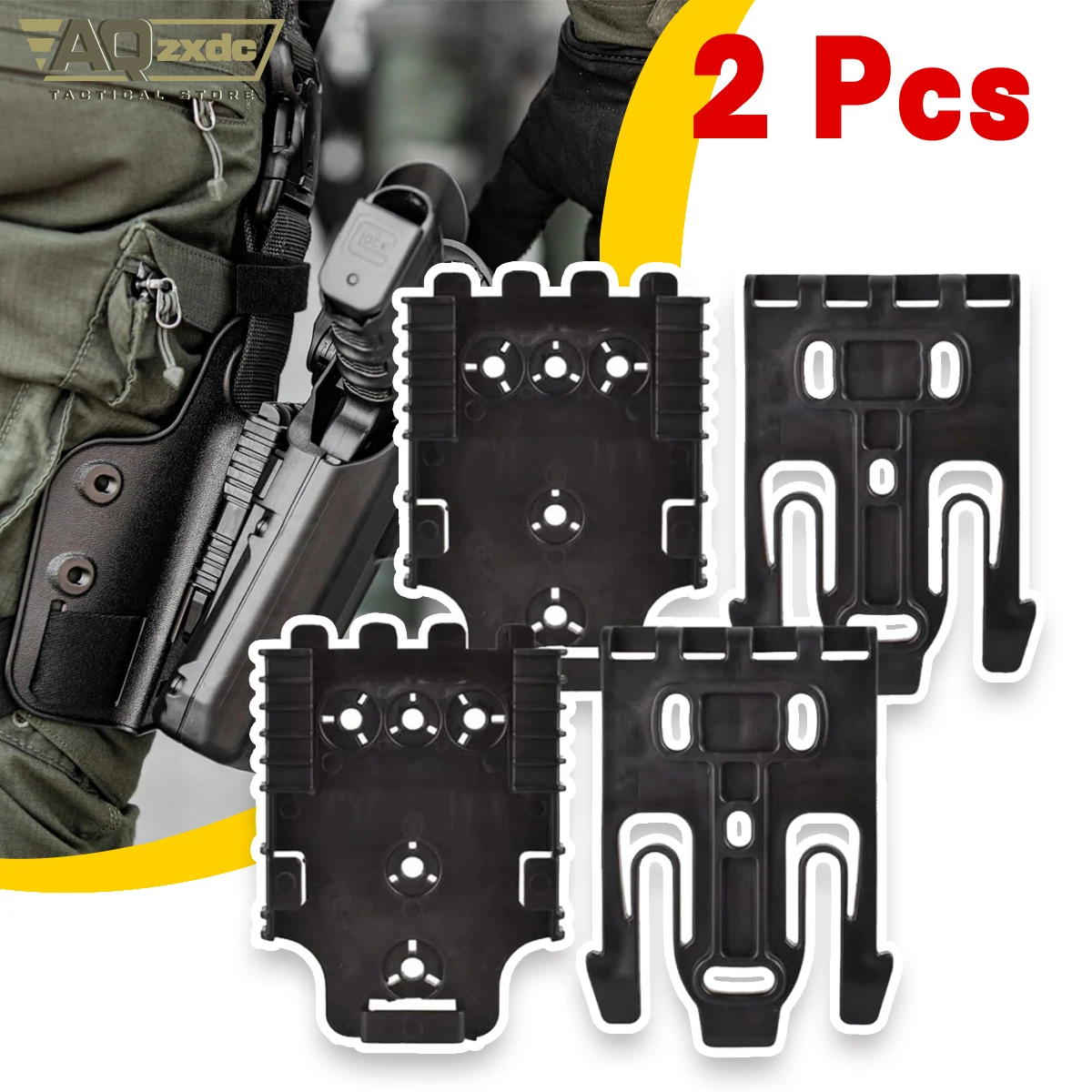 

2 Pack QLS Kit, Quick Locking System Kit with for Quick Connect Drop Leg Holster Platform and Mid-Ride Belt Loop Flex Adapte