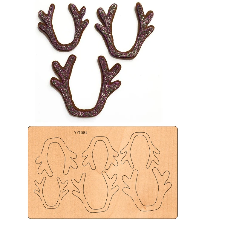 The Christmas antler headdress wood mold YY1581 is compatible with most hand - cut pieces cutting dies