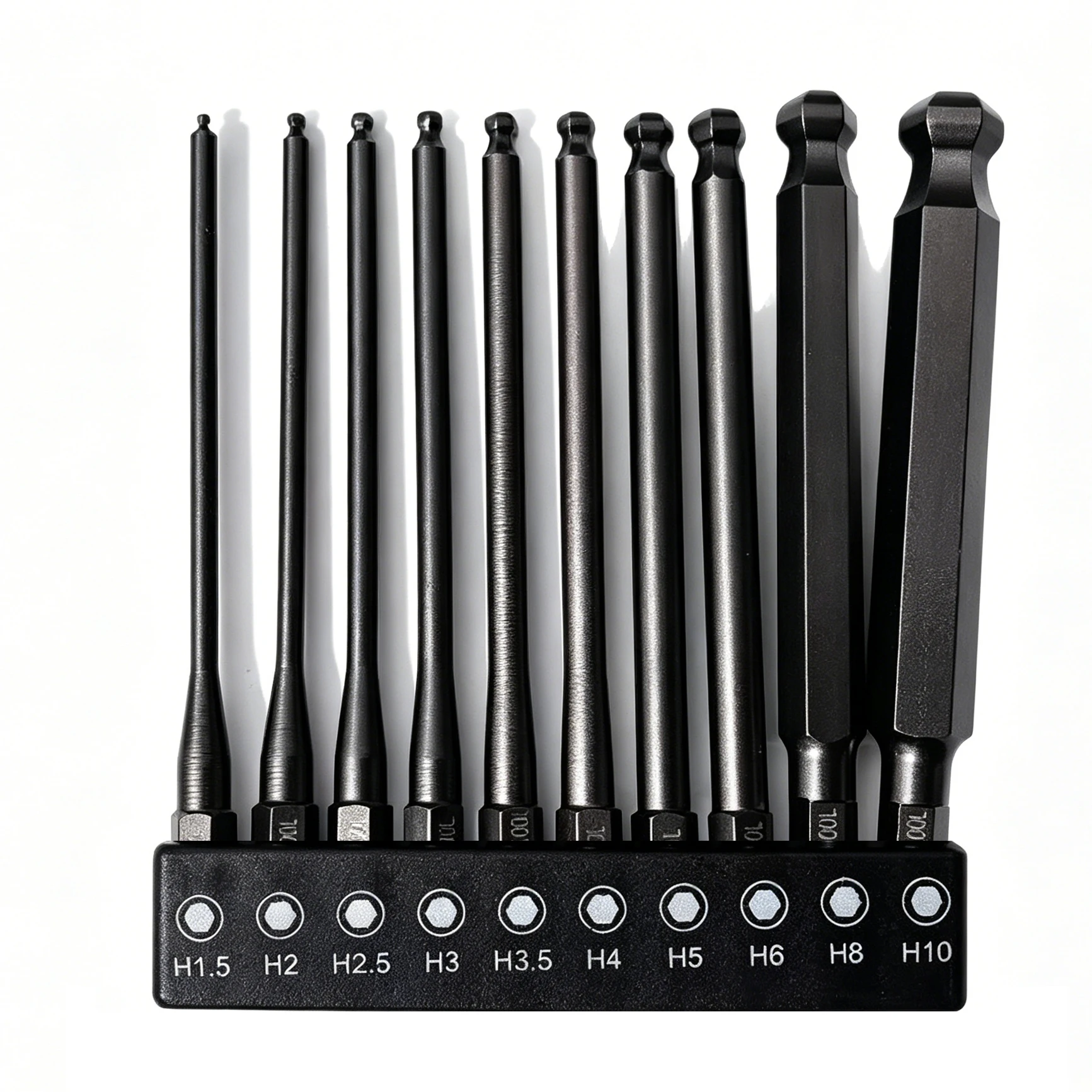 9Pcs 100mm Ball End Schraubendreher-bits Hex Kopf Inbusschlüssel Bohrer 1/4 Zoll Hex Schaft Magnetische Spitze Hex schlüssel Buchse Fahrer Bits – Detail 9