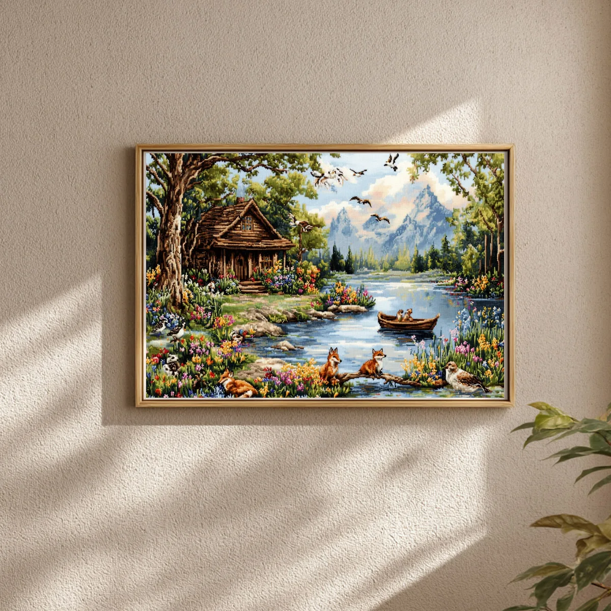 1 Stück 40x60cm/15,7x23,6 Zoll, 11Ct/14Ct Kreuzstich-Set, DIY Valentinstagsgeschenk, Stickerei-Set für Festivals, Landschaften – Detail 3