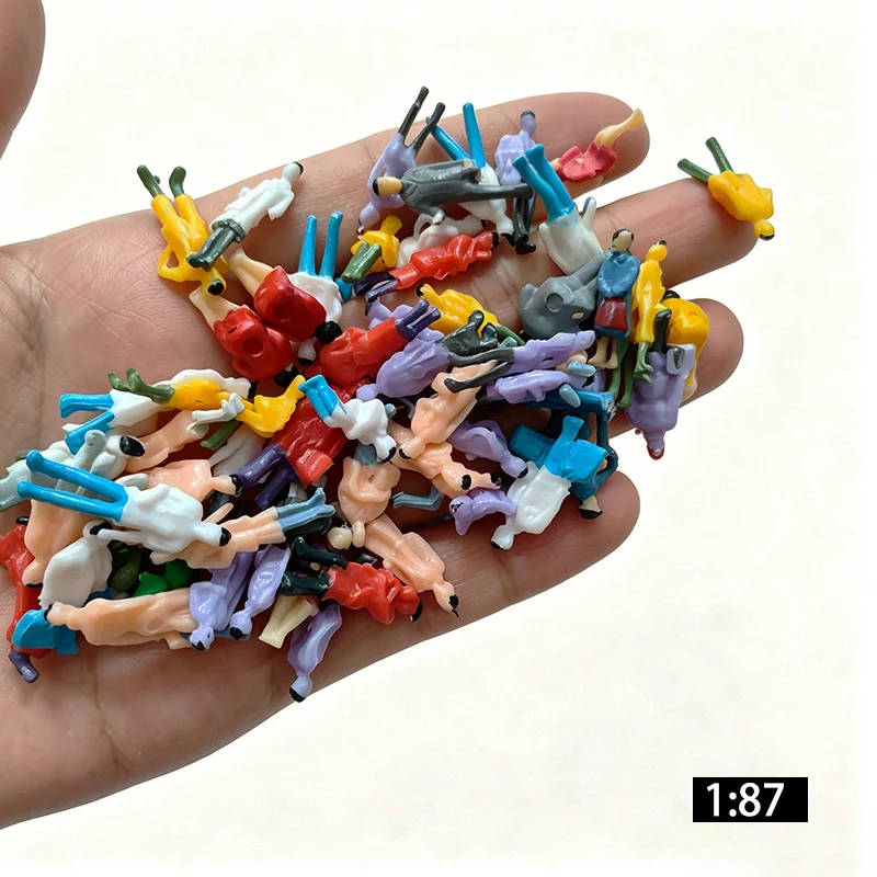 Gemischte Miniatur-Figuren im Maßstab 1:87 HO, bemalte Passagiermodelle, menschliche Maßstabsmodelle, Menschenfiguren in zufälligen Posen, Diorama, 20/50 Stück – Detail 4