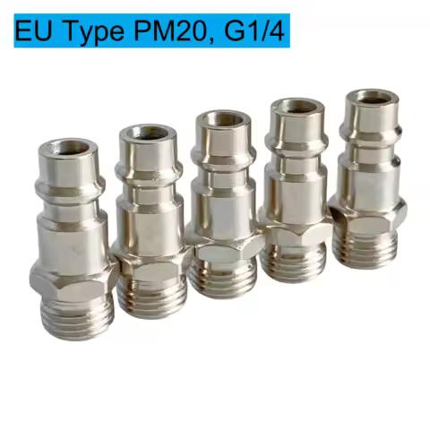 5Pcs Pneumatic Fitting European Standard EU Euro Type Quick Coupling Connector Coupler For Air Compressor G1/4 BSP Male Thread