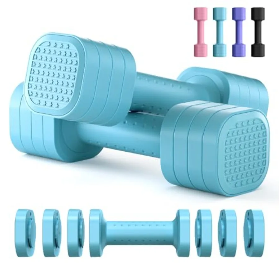 

Adjustable Dumbbell Set 4 in 1 Free Weight Dumbbell Set for Women Hand Weight for Women at Home Each 2lb 3lb 4lb 5lb with TPU S
