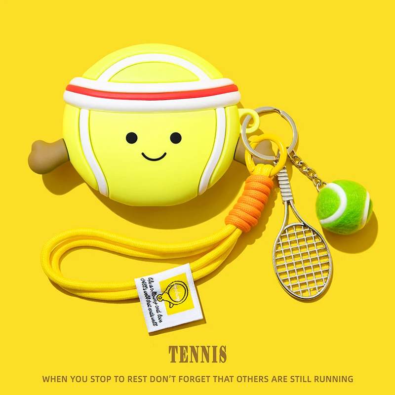 Niedliche Silikon-Schutzhülle für Tennis, Baseball, FreeClip, Freebuds Pro 4, Pro3, 2, 1, Pro2, Kopfhörer-Abdeckung, weich, Anti-Fall ﻿