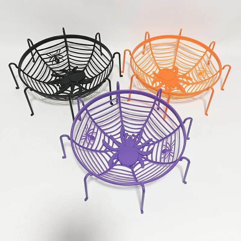 Halloween Spider Web Fruit Plate Drain Basket Festival Atmosphere Cartoon Candy Box Home Decorations Trick or Treat Supplies