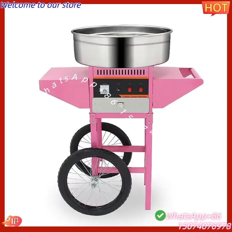 2026 Electric Candy Floss Machine Cart Cotton Candy Machine with Cart and Cover