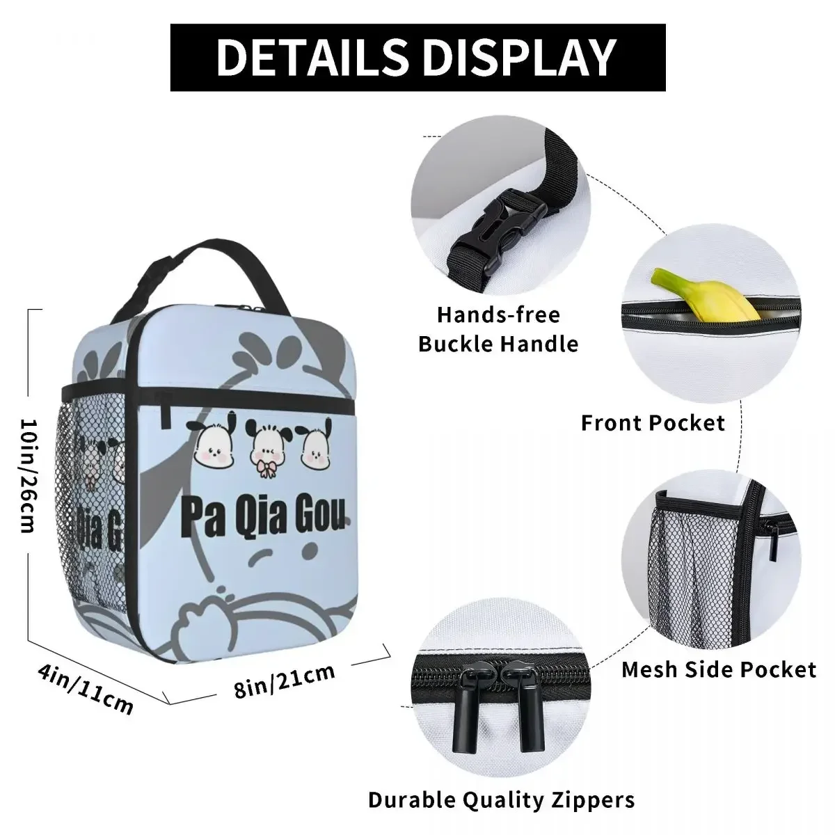 Pa Qia Gou Insulated Lunch Bags Portable Meal Container Cooler Bag Tote Lunch Box College Outdoor Men Women