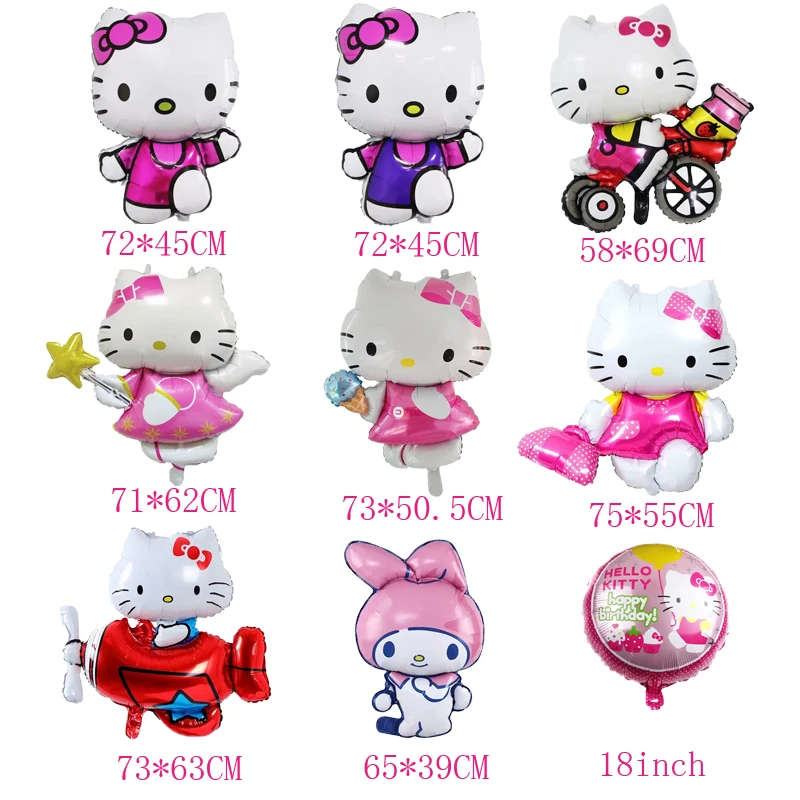 Hello kitty Birthday Party Decoration Tableware Supplies Hello kitty Melody Foil Balloon Backdrop Banner Cake Topper Baby Shower