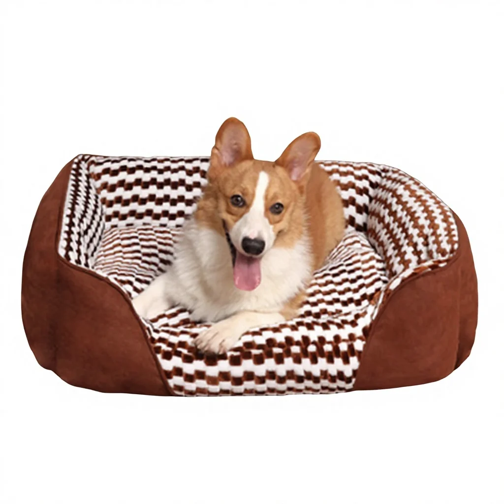 

Square Plush Checkered Pet Bed All-Season Dog & Cat Mat Wear-Resistant Sofa Bed Wholesale