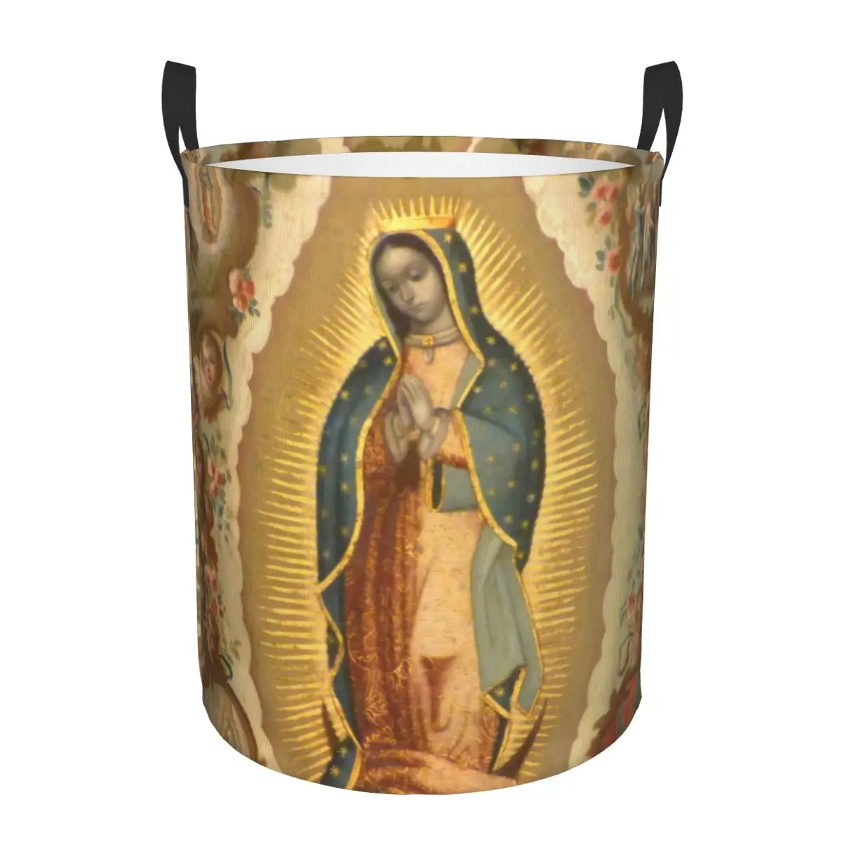 Custom Virgin Of Guadalupe Virgin Mary Laundry Basket Mexico Catholic Saint Toy Clothes Hamper Storage Bin for Kids Nursery