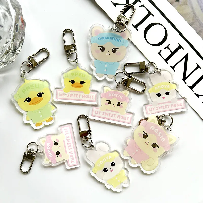 New Kpop Idol BP Animal Dolls Keyring Cartoon Acrylic Keychain Bag Accessories Backpack Couple Pendant Toy Gifts Collection