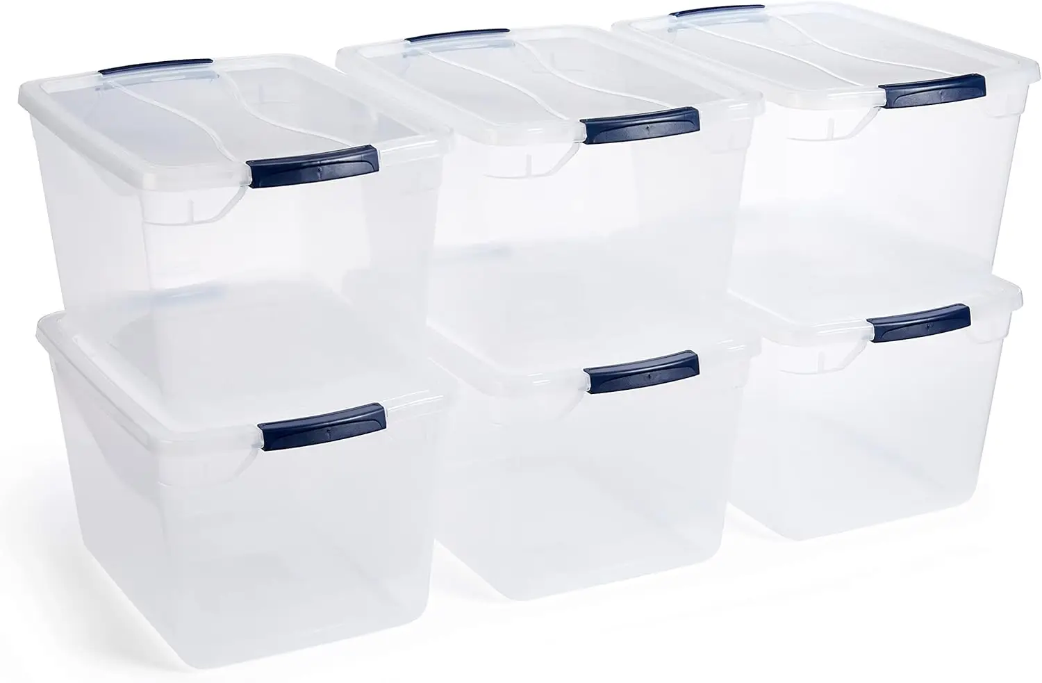 

Cleverstore Clear 32 Qt, 6 Pack Stackable Plastic Storage Containers with Durable Latching Clear Lids, Visible Storage,
