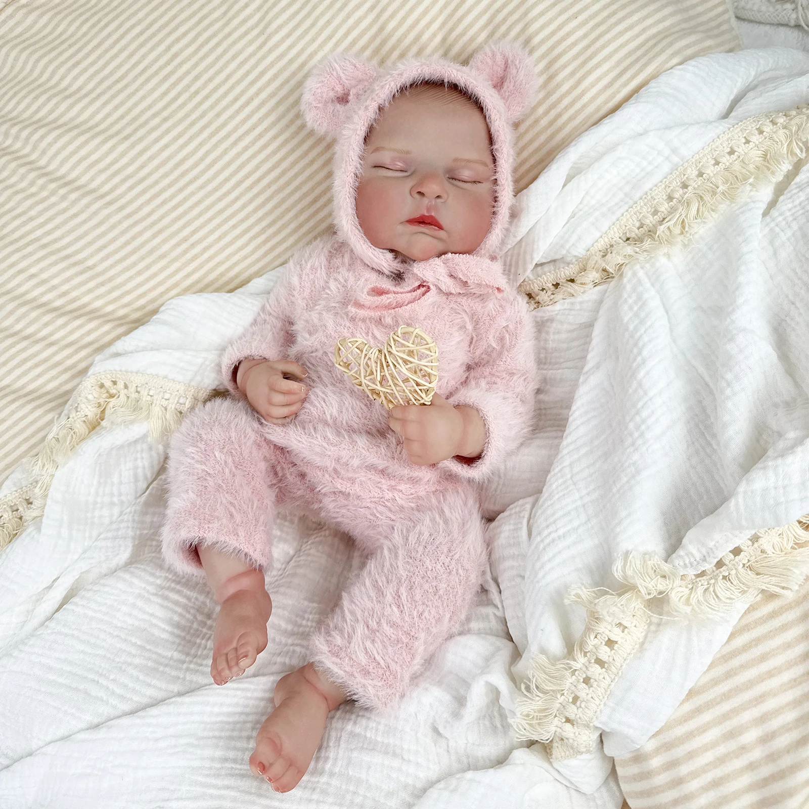 

18Inch Peaches Waterproof Bebe Reborn Girl Full Soft Vinyl Body Handmade Painted Hair 3D Skin Multiple Layers with Visible Veins