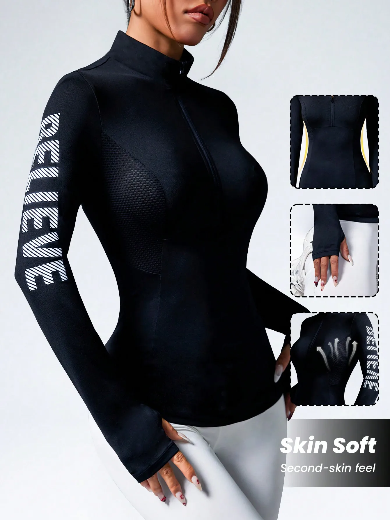 

Спортивная толстовка Slayform с воротником-стойкой, принтом-надписью, застежкой-молнией спереди и длинными рукавами, приталенного кроя